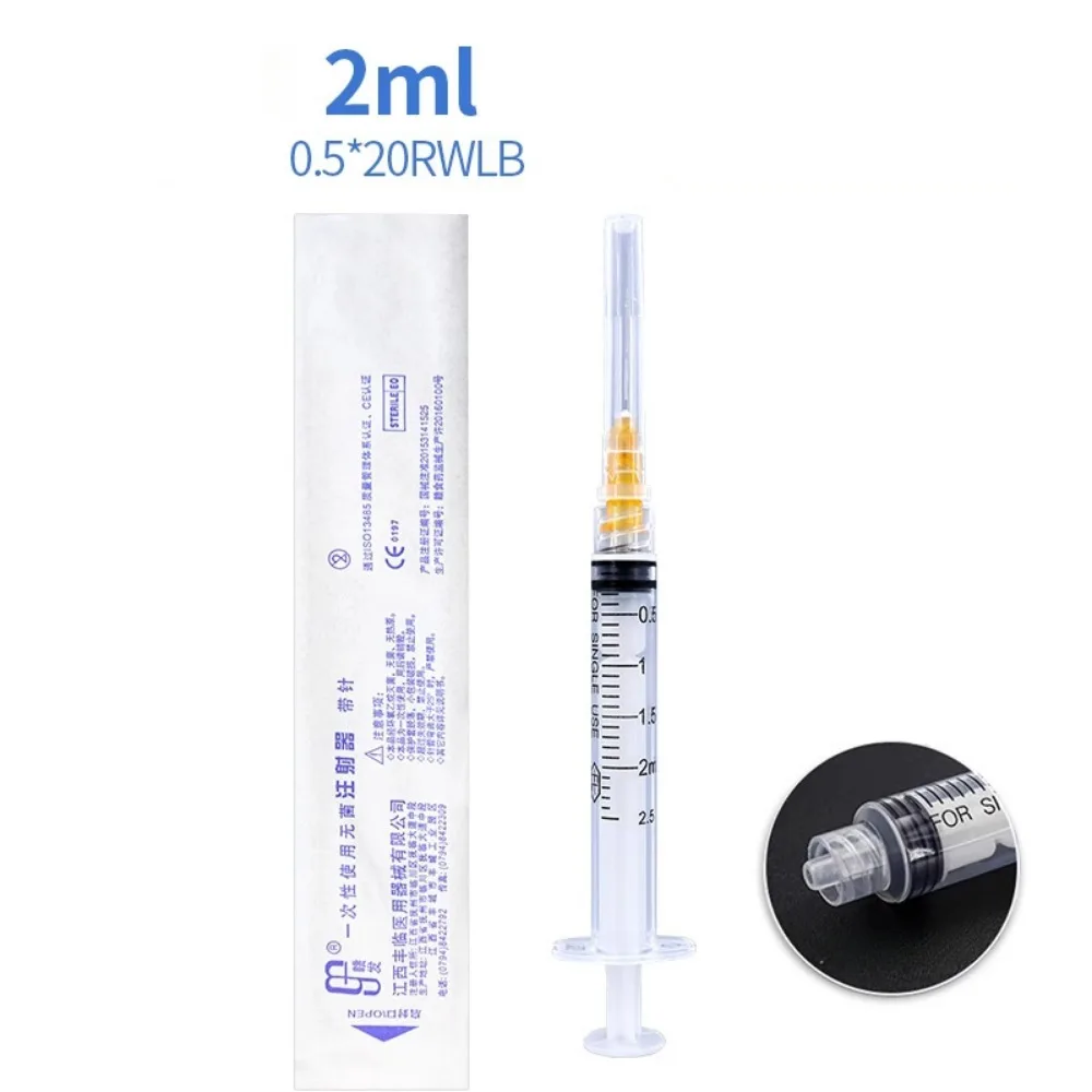 12pcs Disposable Veterinary Syringes, Silicone Syringes, Industrial Plug with Needles, Individually Wrapped