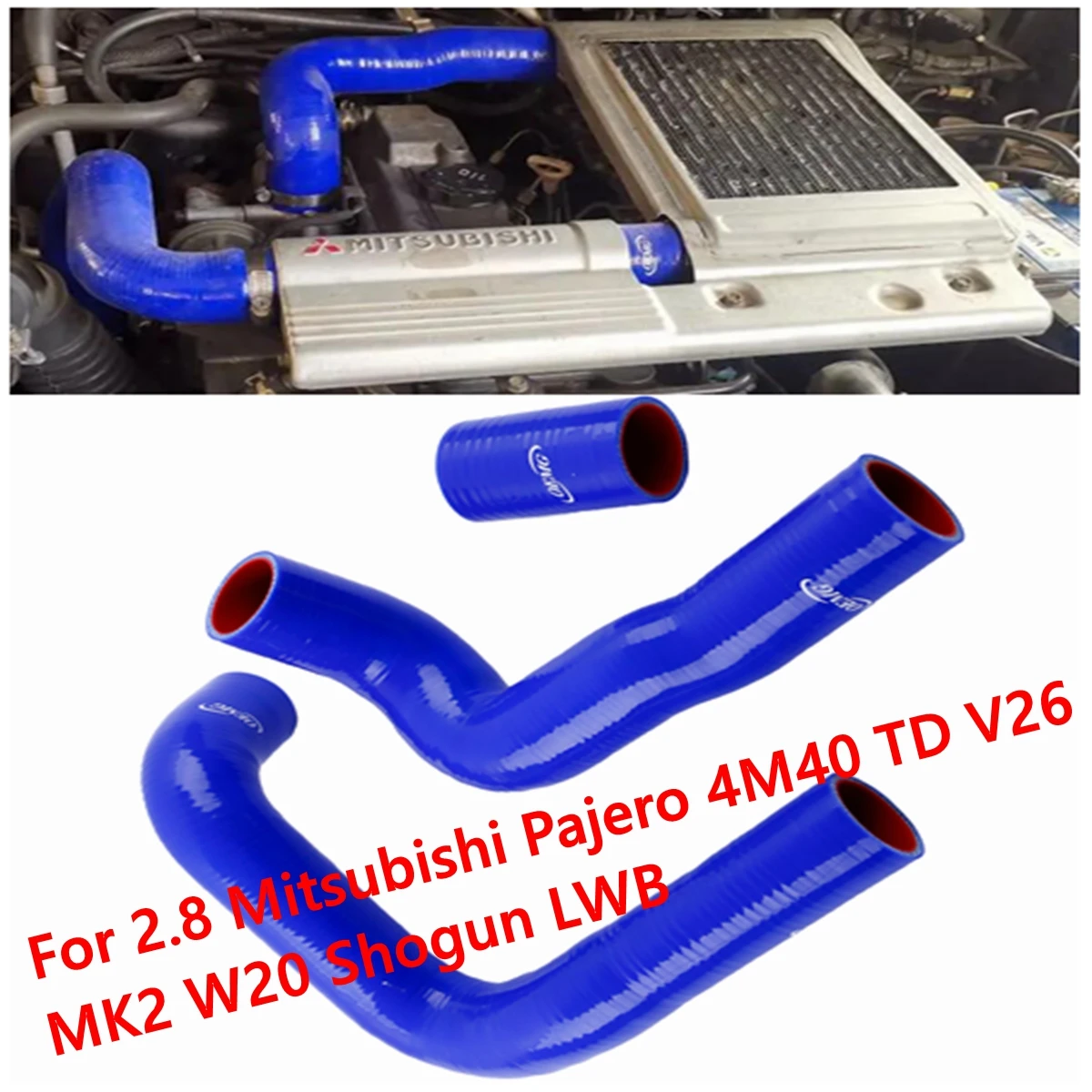 

For Mitsubishi Pajero MK2 W20 2.8 TD 4M40 V26 Shogun LWB Intercooler Pipe Silicone Hoses Kit Silicon Tube 3Pcs 10 Colors