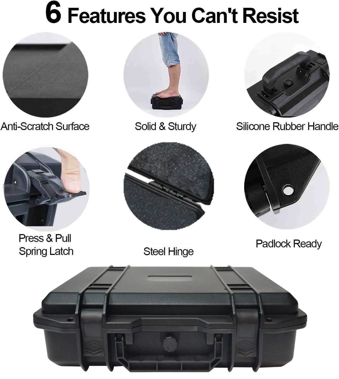 Plastic Safety Equipment Case Toolbox Waterproof Hard Carry Tool Case Bag Storage Box Camera Photography with Sponge for Tools
