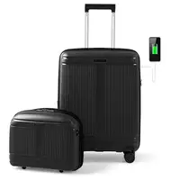 Ensemble de bagages 2 pièces : valise cabine 20 pouces et trousse de toilette 14 pouces - Noir 4