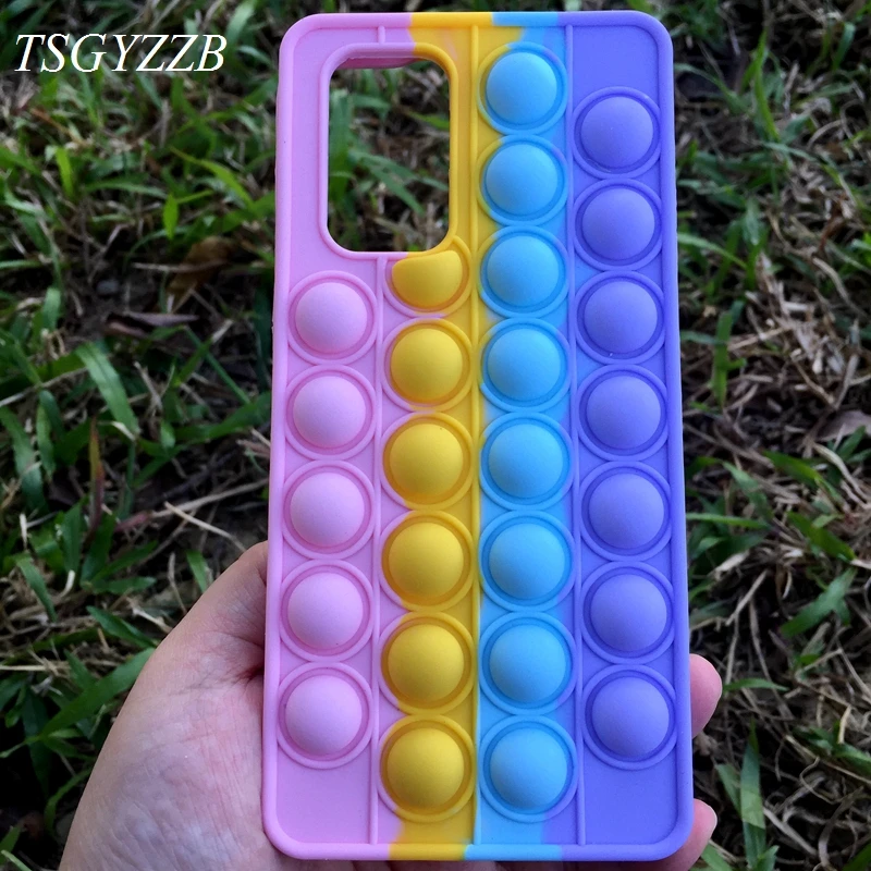 

Redmi Note10 Pro Case Silicon Shockproof Back Cover For Redmi Note 10 4G 5G 10S Pop Fidget Toys Bubble Relieve Stress Phone Case