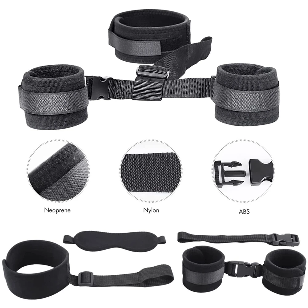 Sexy Leather Bondage Kits Adults Sex Toy Set for Women Men Handcuffs Ankle Cuffs Fetish Slave Collars Adult Bed Games