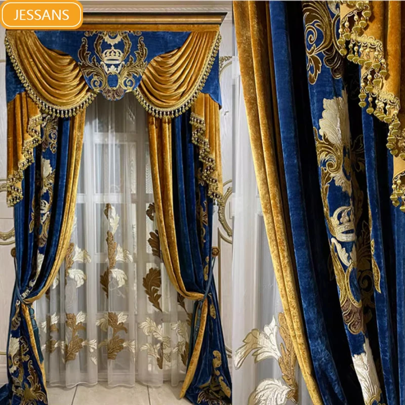 tende-in-velluto-ricamato-oro-blu-zaffiro-palazzo-in-stile-europeo-di