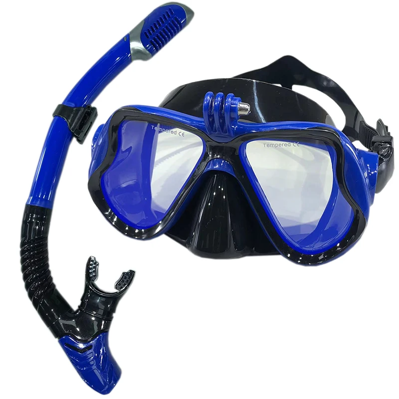 Diving Mask With Sports Camera Mount Electroplate Tempered Glass Silicone Mask is Safe and Comfortable