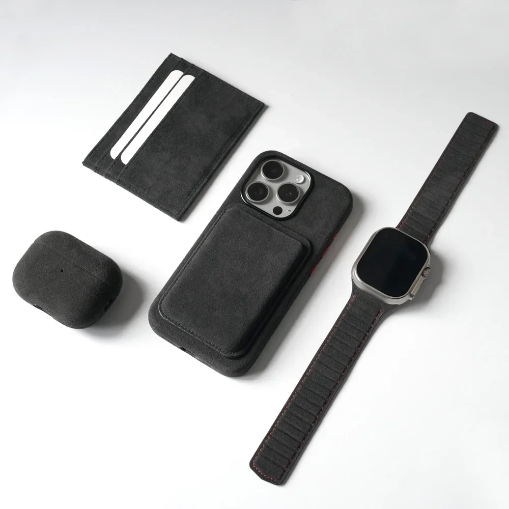 iPhone Card Holder for iPhone 16 Pro Max 15 14 13 Artificial Leather Supercar Suede Wallet Cases