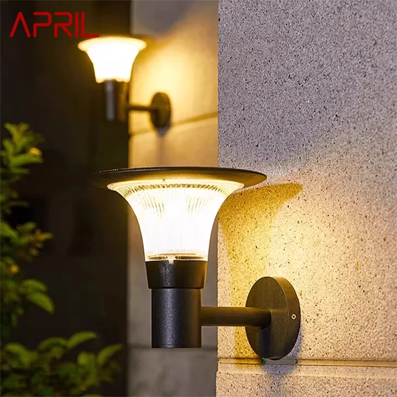 

APRIL Contemporary Solar Outdoor Wall Lamps Simplicity Waterproof Creative Balcony Hallway Courtyard Villa Gate Hotel