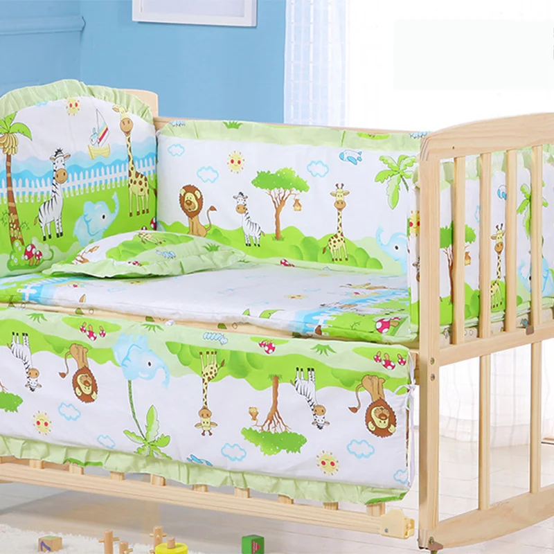 Baby Crib Sheet Baby Crib Bumper Baby Pillowcase 6pcs/set Baby Crib Bumpers Child Bedding Set Cartoon Cotton Baby Bed Linens Include Cot Bumpers Bed Sheet Pillow ZT57