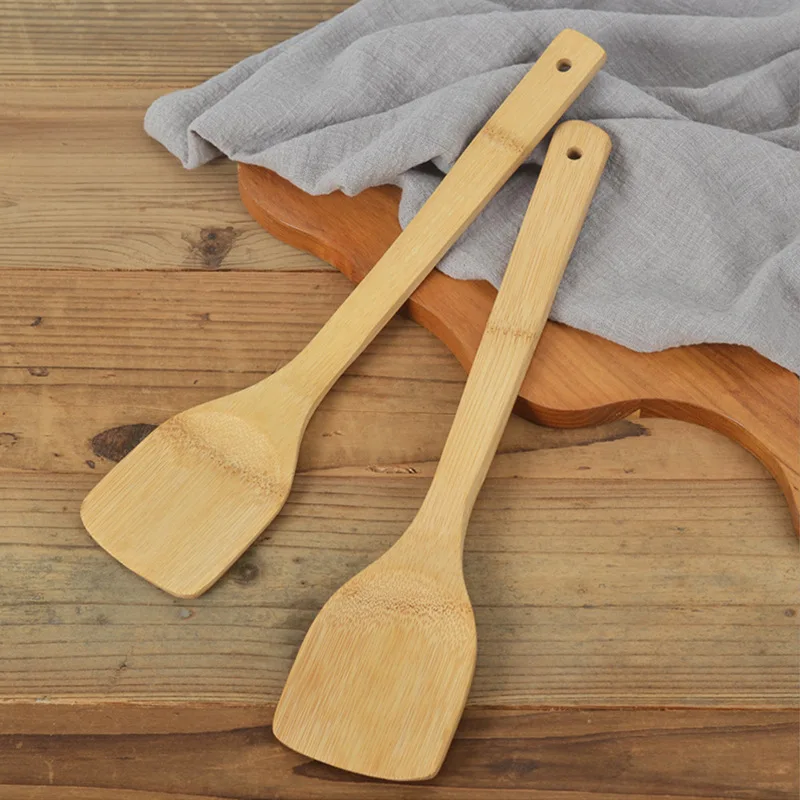 Bamboo Log Spatula Chinese Spatula Long Handle 36cm Paintless Thickened and Long Cooking Kitchen Cooking Tools