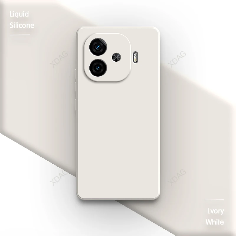 Candy Color Liquid Silicone Square Case with Lens Protection - Soft Original Back Cover Accessories