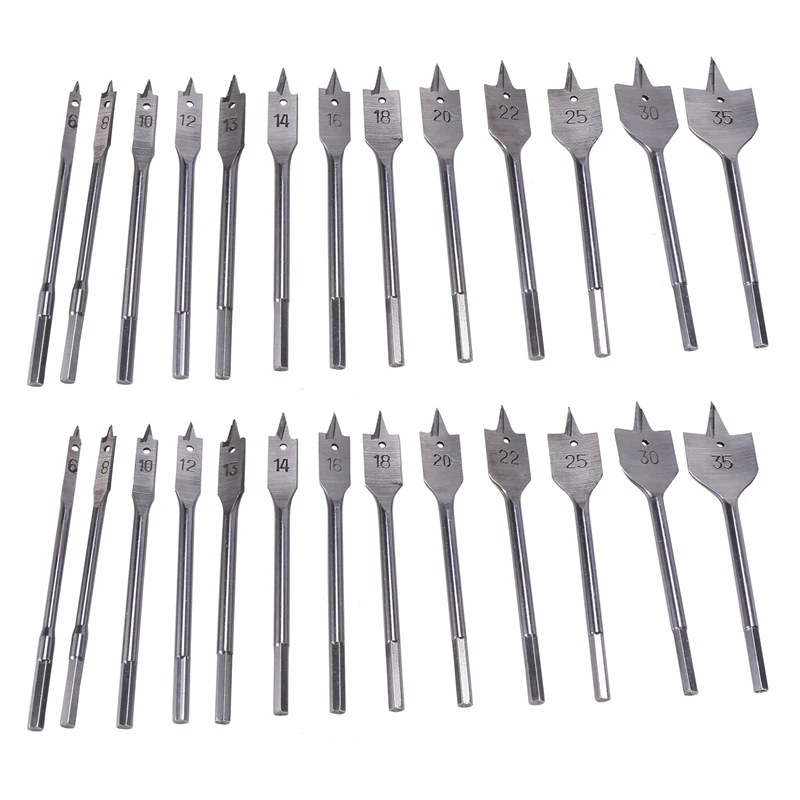 26pcs-flat-spade-drill-bits-set-metal-bit-kit-hex-shank-woodworking-tool-accessories