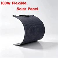 Panneau solaire flexible ETFE 100W 18V noir mince monocristallin pour batterie 12V, camping-car, voiture, bateau, caravane, balcon, camping 1
