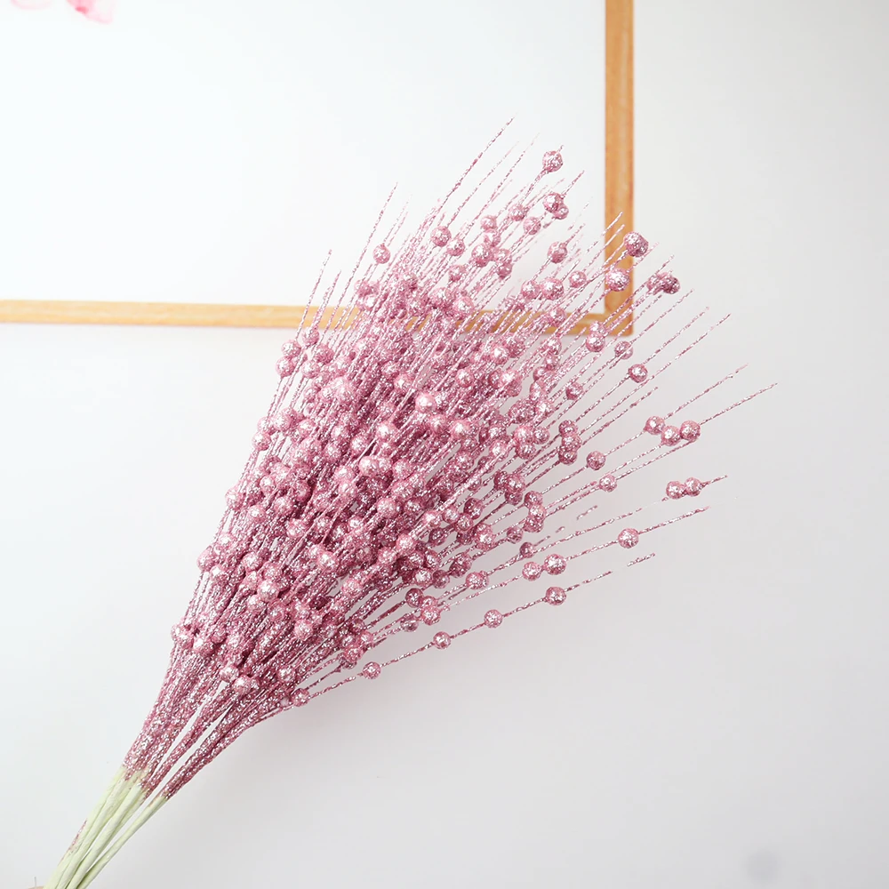 

42cm Simulation Pink Berry Creative Flower Branches Ornament Wedding Christmas Tree Selection New Year Party Decoration Pendant