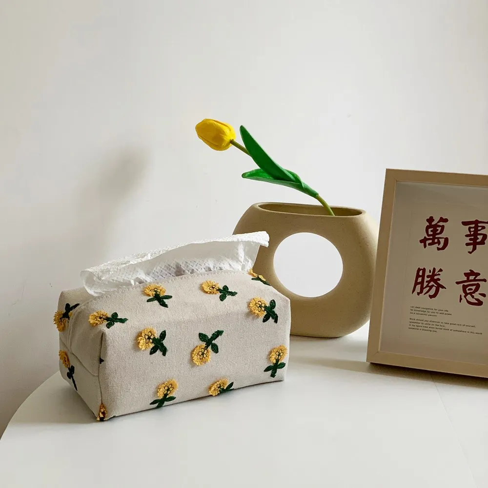 Japanese Style Small Flower Tissue Box, Light Luxury Drawing Paper Box, Model Room, Living Room, Dining Room Decoration