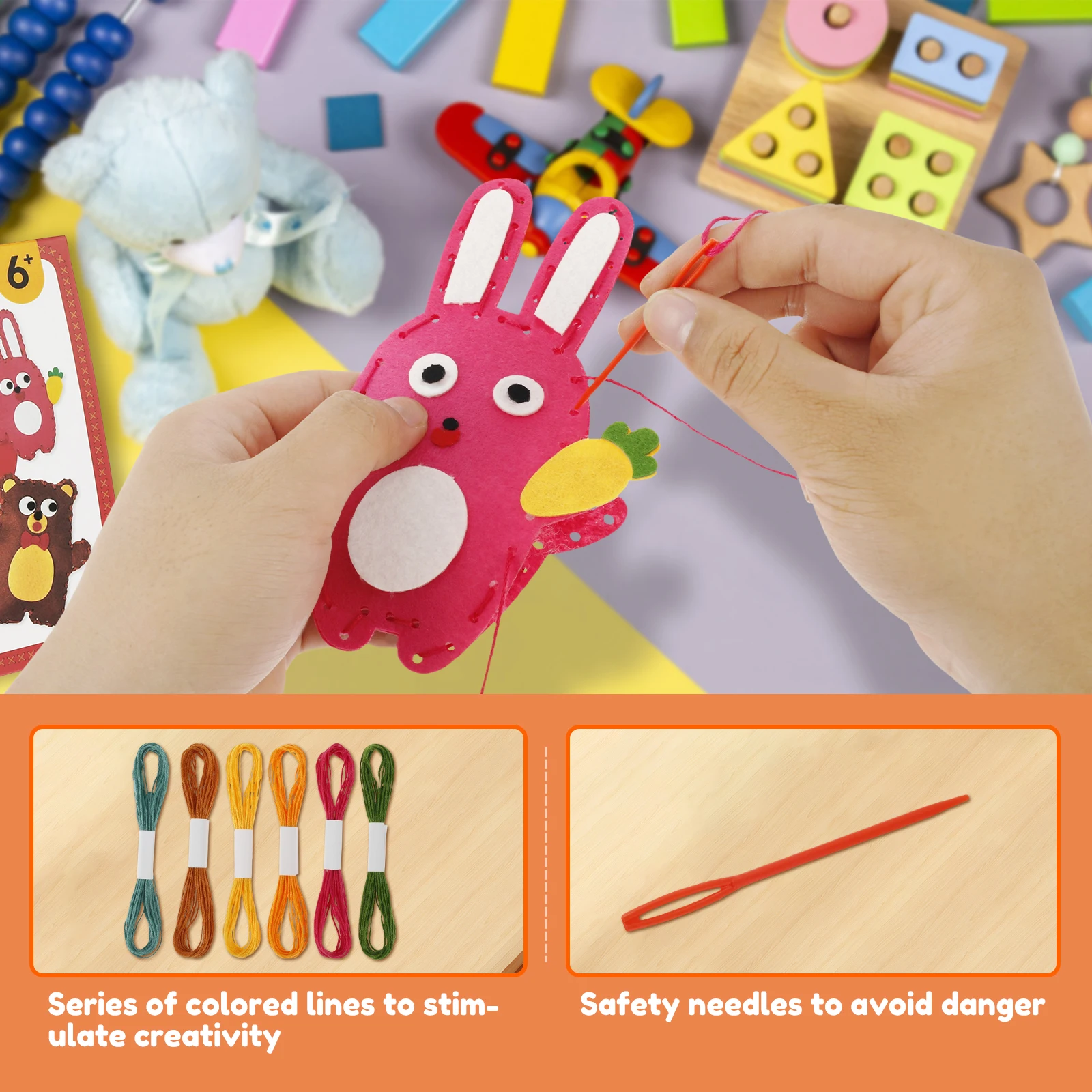 Sewing Crafts Kits Forest Creatures DIY Sewing Felt Plush Animals for Beginner Kids Educational Art Supplies Toy Craft Kit 3