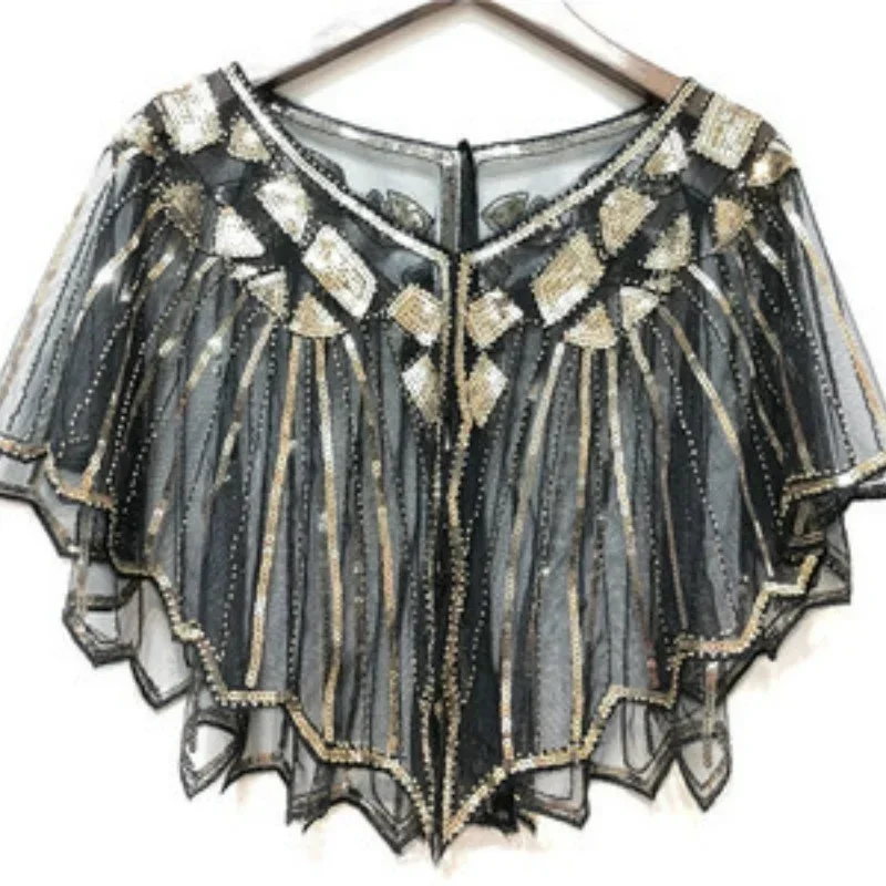 1 Pcs Women's Shawl Beaded Sequin Decor Evening Cape Cover Up Wedding Dress Shawl Evening Dress Sequined Shawl