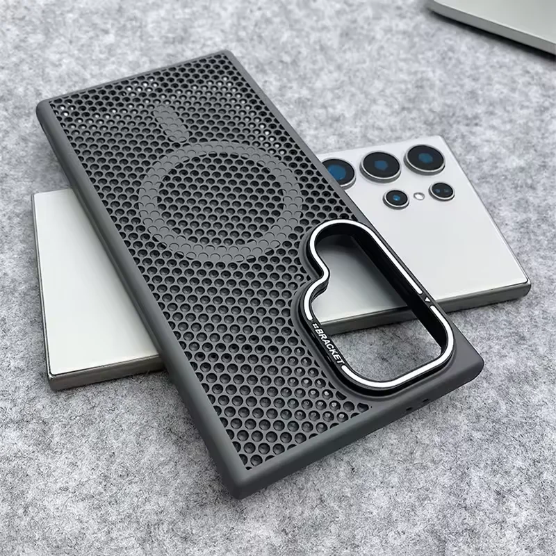 Luxury Breathable Mesh Magnetic Case with Lens Stand and Cooling Shockproof Cover