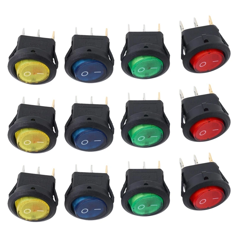 

12 X 12V LED Illuminated Rocker On-Off Toggle SPST Switch Dash Light Car Boat