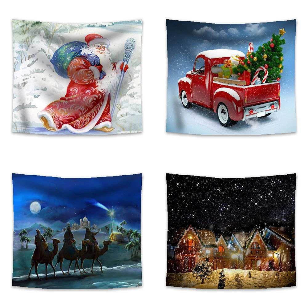 

Merry Christmas Printed Home Decor Tapestry Wall Hanging For Bedroom Living Room Background Fabric tapiz navideño