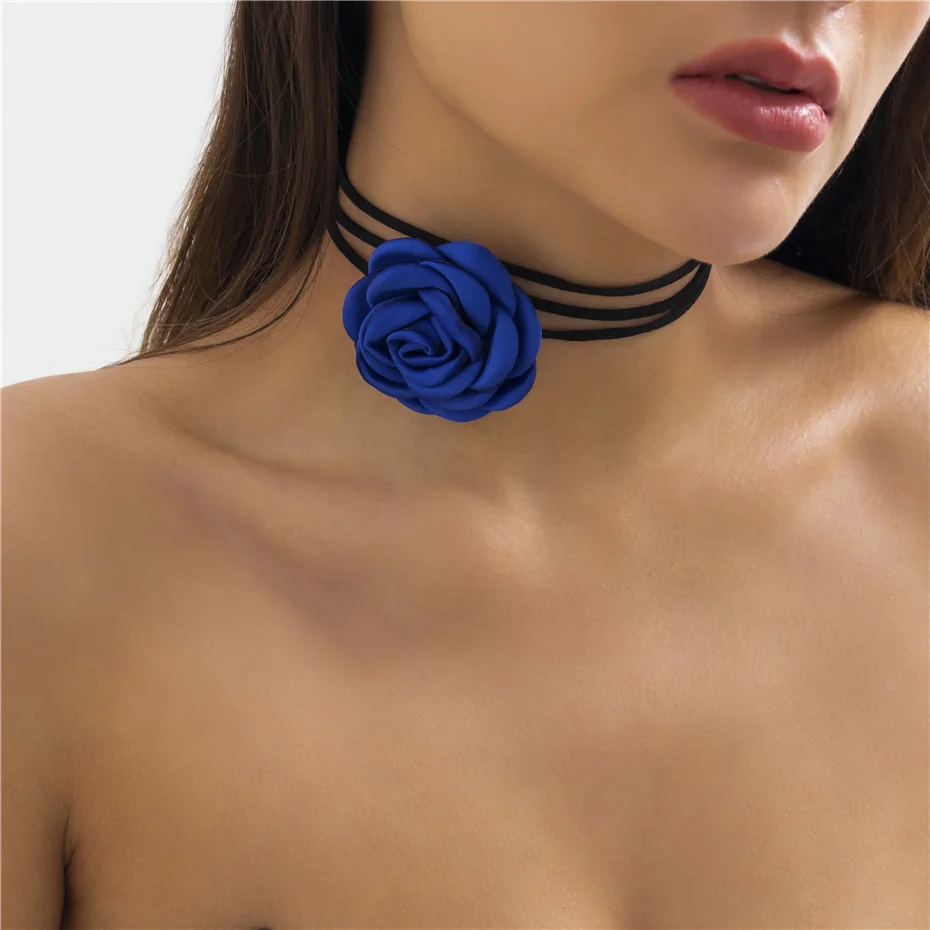 Gothic Elegante Große Rose Blume Schlüsselbein Kette Halskette Frauen Mi Braut Sexy Einstellbare Halsband Mariage Schmuck Y2K Zubehör – Detail 11