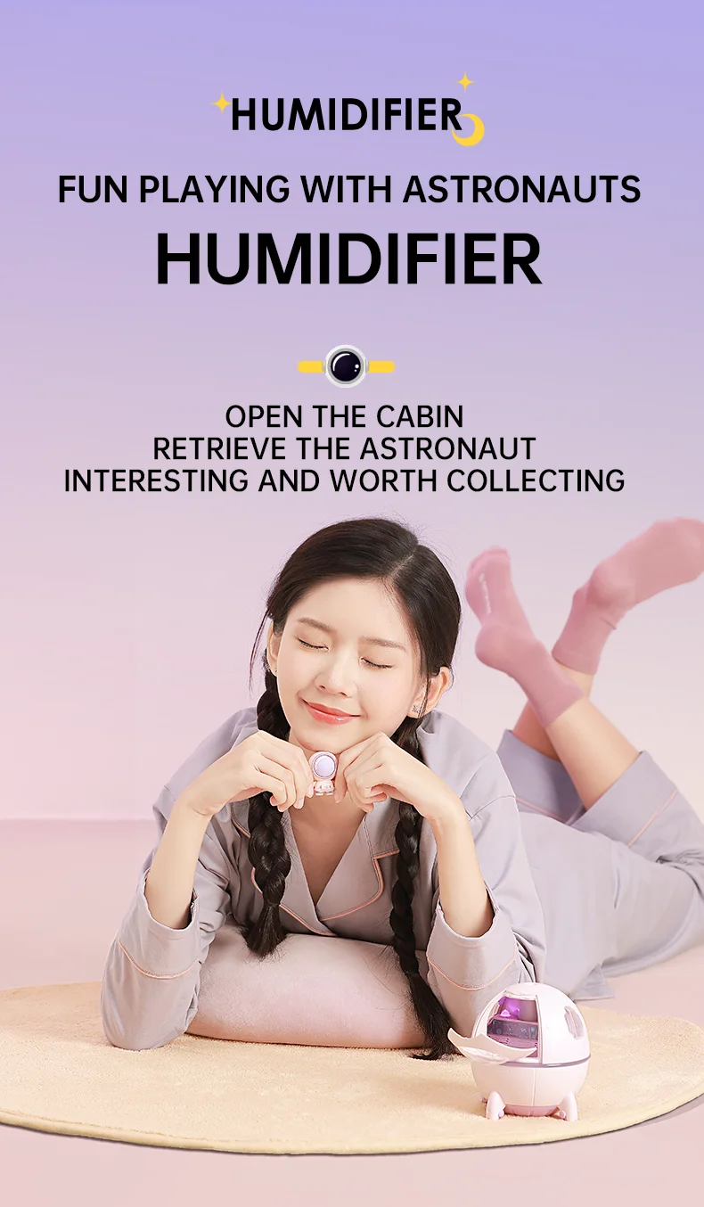 Description Picture 4 of itemMuziso Home Portable Air Humidifier USB Perfume Maker Sprayer Essential diffuser Night Light Cold Mist space capsule