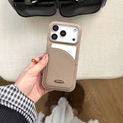Luxury Elegant Leather Card Slot Wallet Case with Card Holder and Shell Phone Cover - iPhone 15 (Light tan)