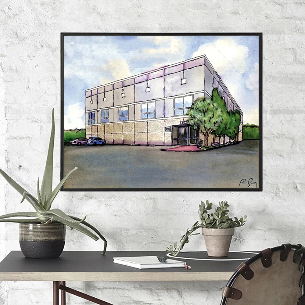 The Office Pam's Watercolor Dunder Mifflin Building Print Canvas Painting  Dwight Schrute Pam Beesly Artwork Wall Art Decor - AliExpress, image size:1000x1000