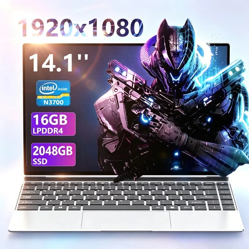 새로운 14.1인치 울트라 슬림 노트북 16GB 램 2TB SSD 윈도우 11 인텔 N3700 노트북 게이머용 1920*1080 디스플레이 사무용/학습용 컴퓨터 PC