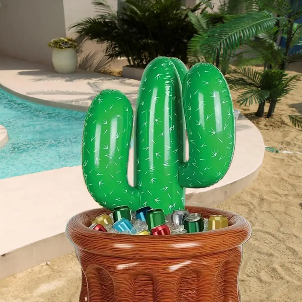 Inflatable Ice Bucket Palm Tree Cactus Cooler Holder Beach Party Ice Bucket Drink Chiller For Outdoor Picnics Camping 빙청제