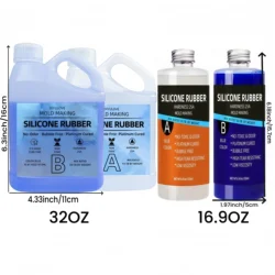 High - Performance Non - Toxic Silicone Rubber for Mold Making and DIY Projects - Easy 1:1 Mix, 32oz (BLUE)