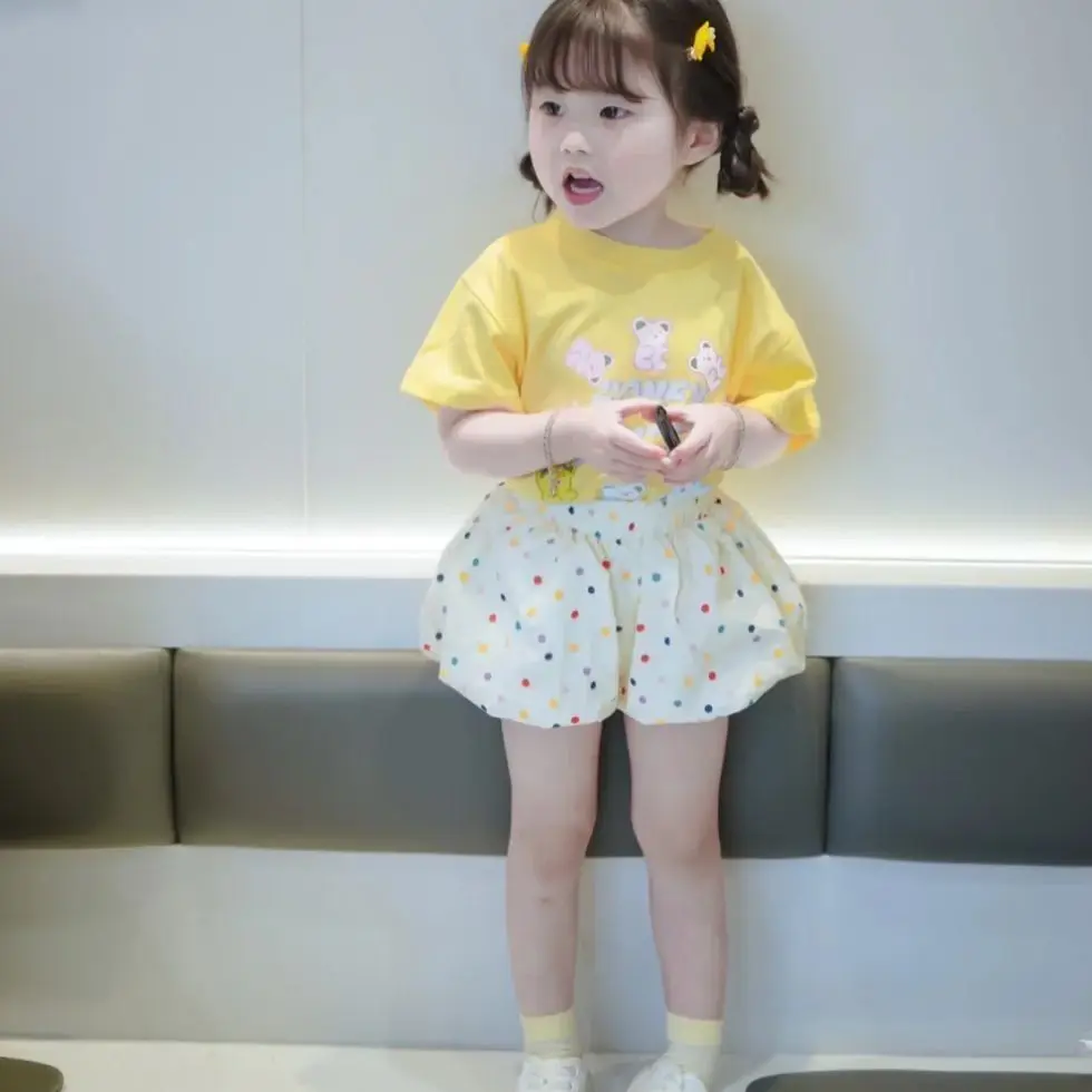 여아 반바지 여름 아동복 2025 신상 웨스턴 스타일 루즈핏 캐주얼 랜턴 팬츠 하프 바디 스커트 팬츠