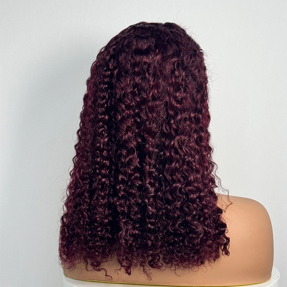 250% Density Double Drawn Ombre 12A 18 Inches Water Wave Curly Human Hair Wigs 13x4 Transparent Lace Frontal Hair Wig for Women