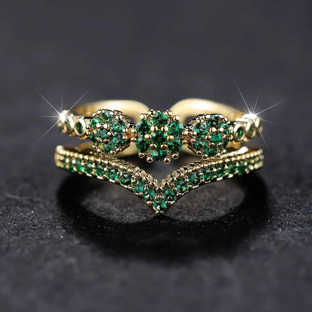 Stone Wave Rings For Women Antique Gold Color Zircon Flower Wedding Bands Adjustable Finger Ring CZ crystal rings,zircon rings,stone rings,fashion rings,gold rings,wedding rings,fashion ring,finger rings,metal rings