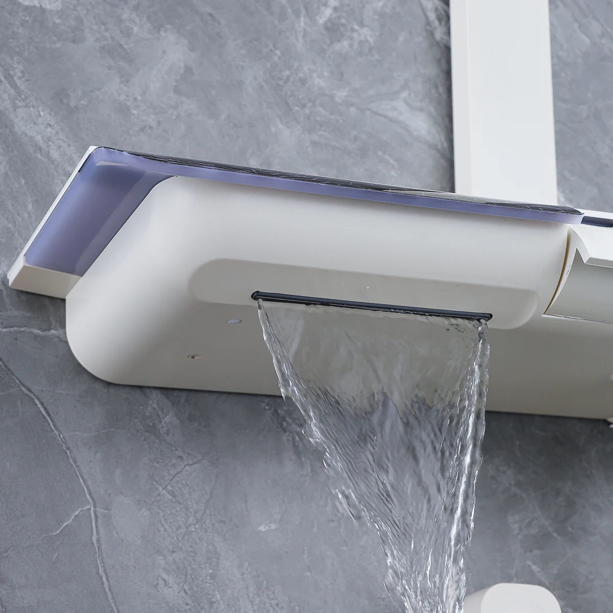 Back Spray Piano Digital Bathroom Shower System Faucet Rain Shower Head White Spa Waist Spray Piano Thermostatic Bath Shower Set 4
