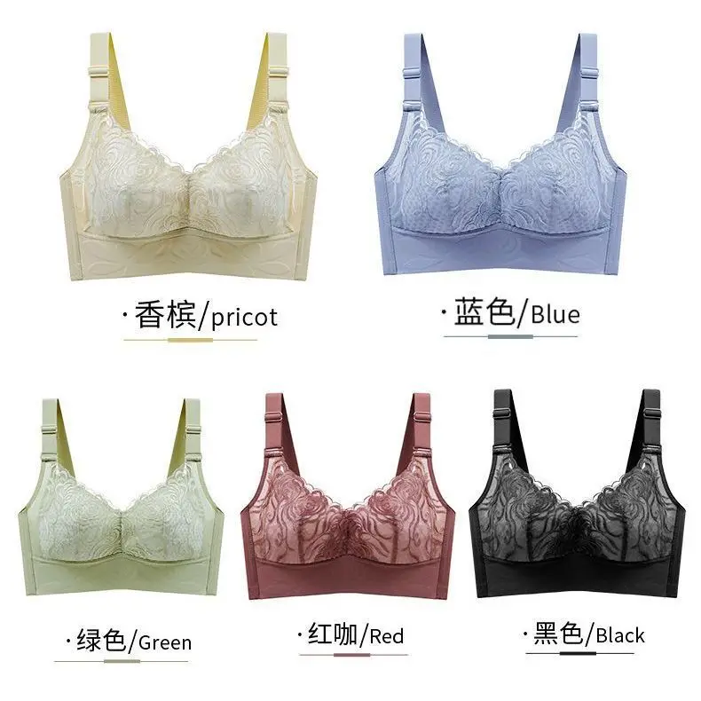 Women's Underwear Thin Big Breast Small Wireless Women's Push up Breathable Adjustable Breast Holding Anti-Sagging Bra