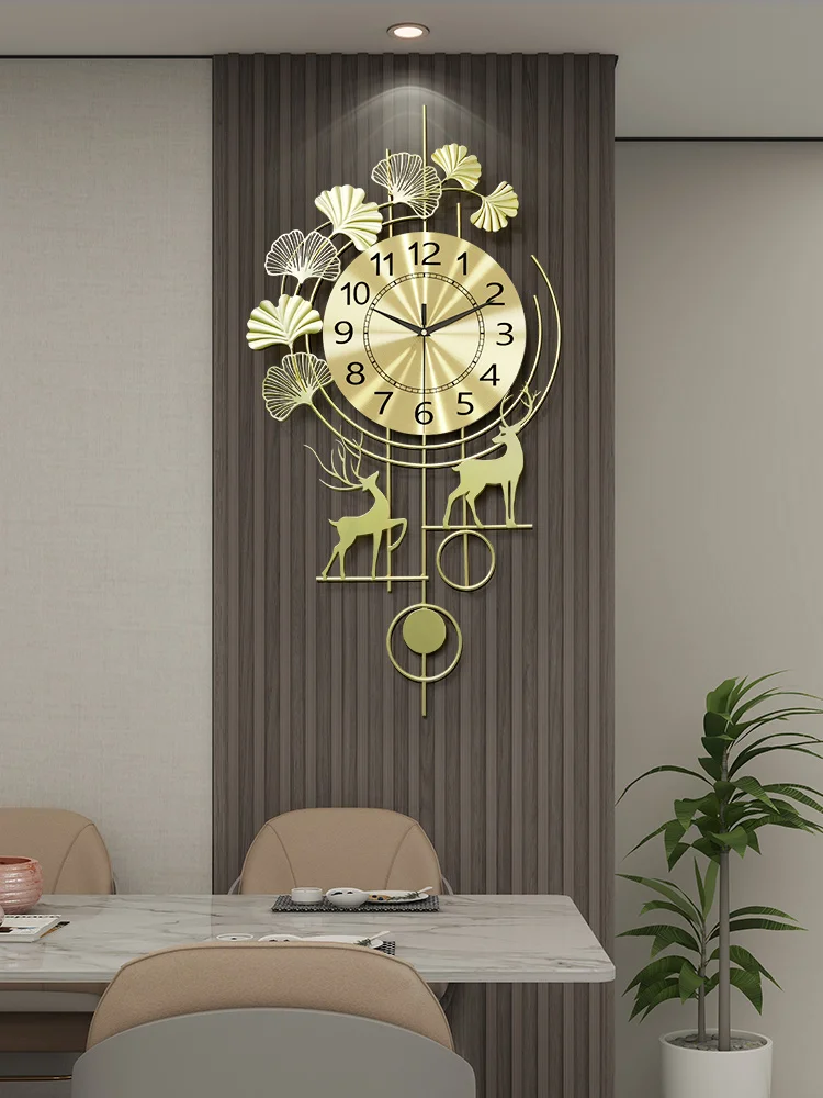 

Chinese Wall Clock Modern Design Living Room Art Light Luxury Silent Deer Creative Digital Wall Clock reloj de pared Home Decor