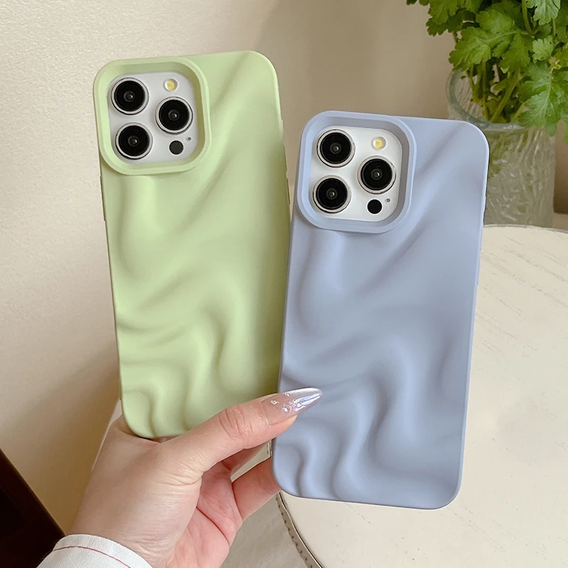 Mint Green Violet Fold Pattern TPU Phone Case - Soft Silicone Back Cover