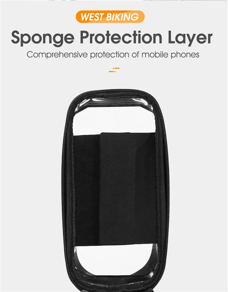 WEST BIKING Bicycle Top Tube Bag 2.2l Large Capacity Waterproof Bicycle Front Frame Bag Touch Screen 7.4 Inch Phone Holder