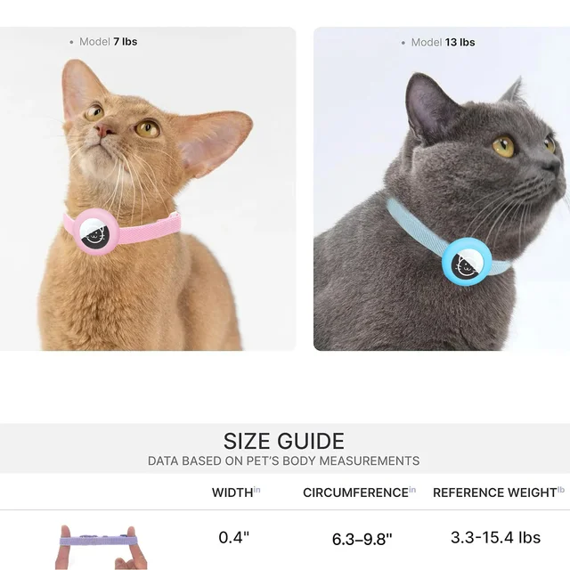 Airtag Cat Collar for Apple Tag Anti-Lost GPS Tracker Protective Case Light Fashion Stretch Elastic Cats Collar for Kitten Puppy 5