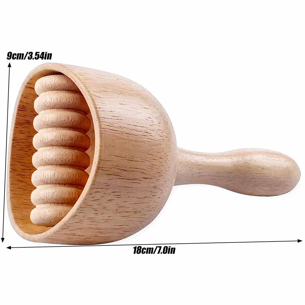 Wood Therapy Swedish Massage Cup with Roller Handheld Wooden Massage Cups Anti-Cellulite, Lymphatic Drainage, Muscle Pain Relief