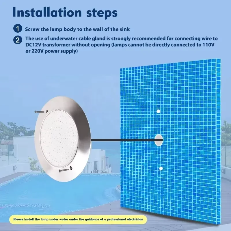 투야 와이파이 12V IP68 RGB 스테인리스 스틸 레진 충전 18W 25W 35W 수중 LED 수영장 조명 스팟 피시네 LED