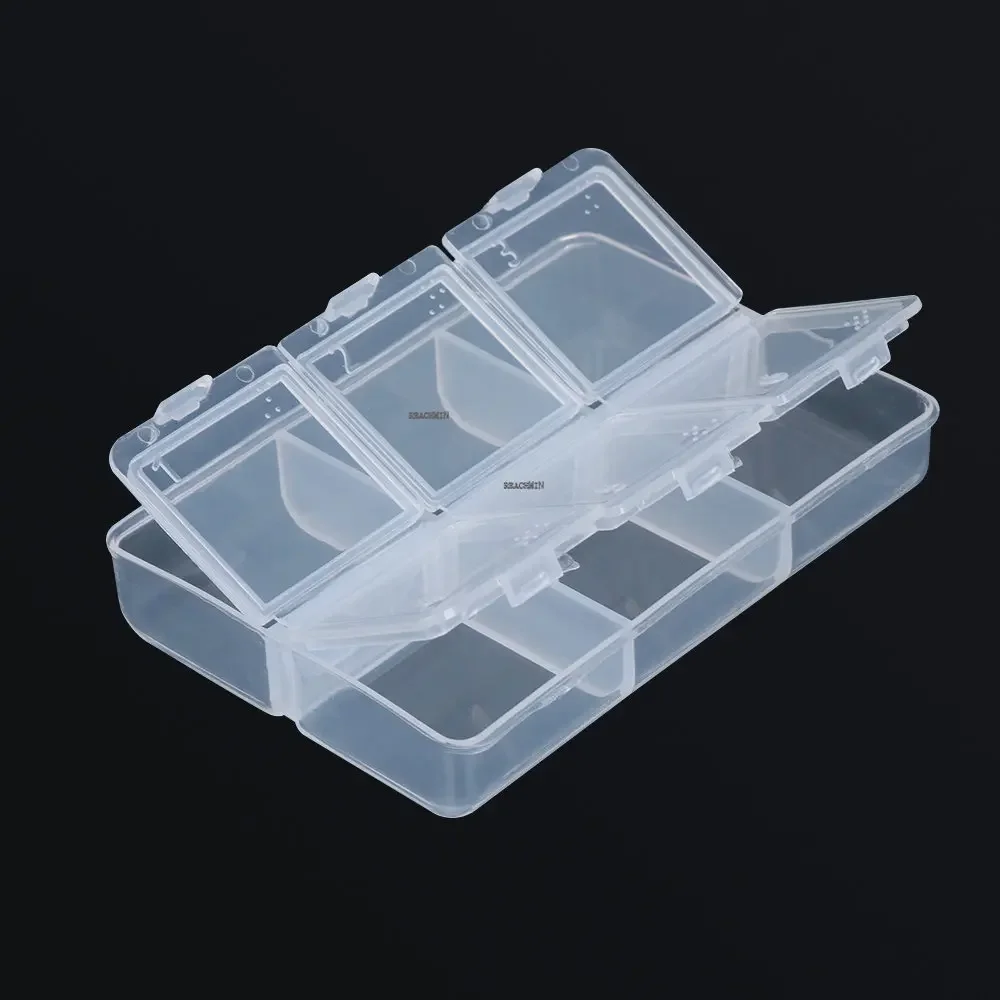 Transparent Plastic 6 Day Pill Boxes Tablet Container Nail Art Tip Holder Braille Jewelry Box Organizer Storage