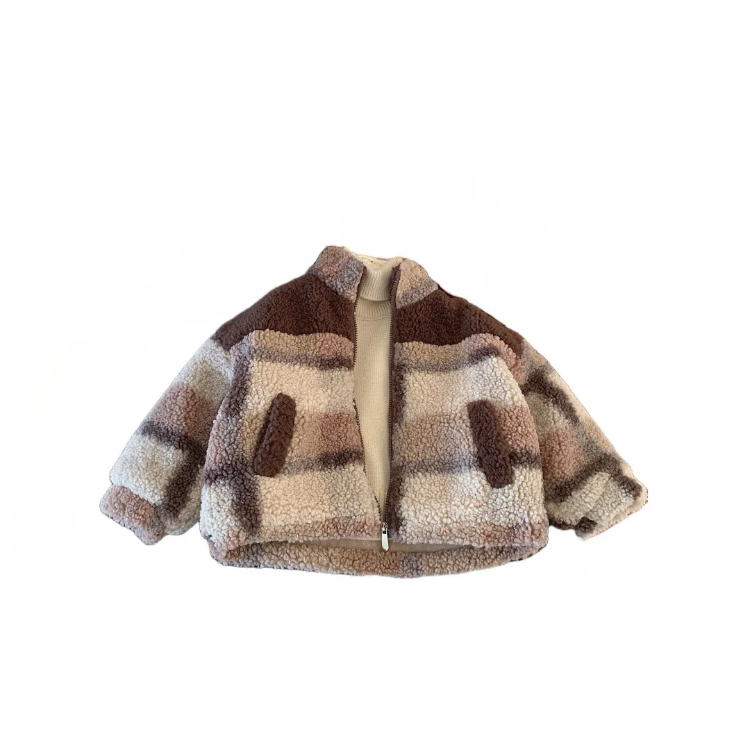 Autumn Winter Korean Children Boy Woolen Coat Cotton Fleece Thick Baby Boy Jacket Loose Patchwork Handsome Infant Boys Coat