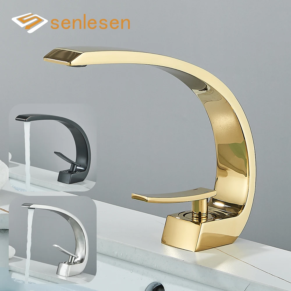 Basin Faucet Bathroom Faucet Washbasin Crane Brass Vessel Sink Deck Mounted Hot Cold Water Mixer Tap For Senlesen