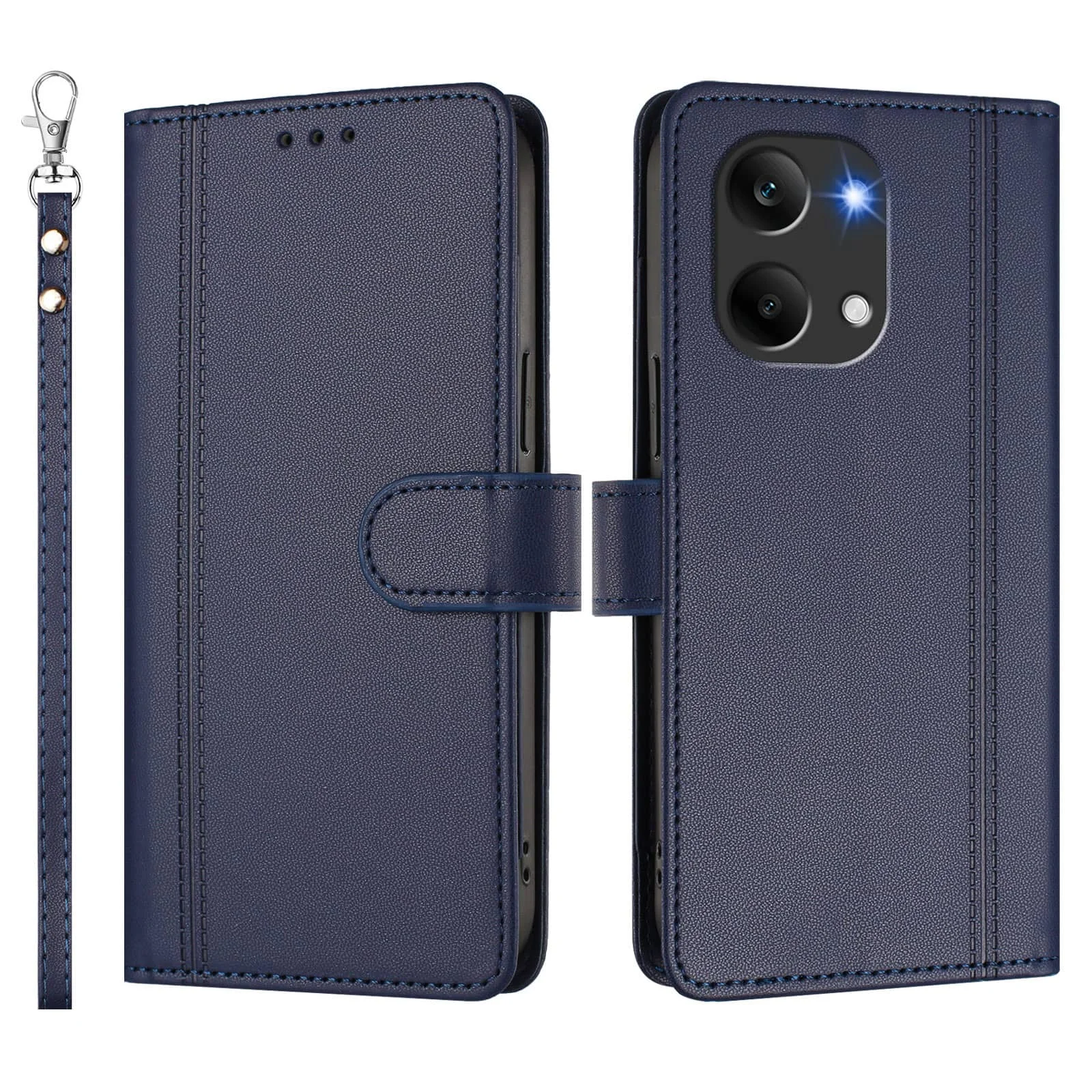 Slim Flip Wallet Case with Magnetic Clasp and Kickstand Feature