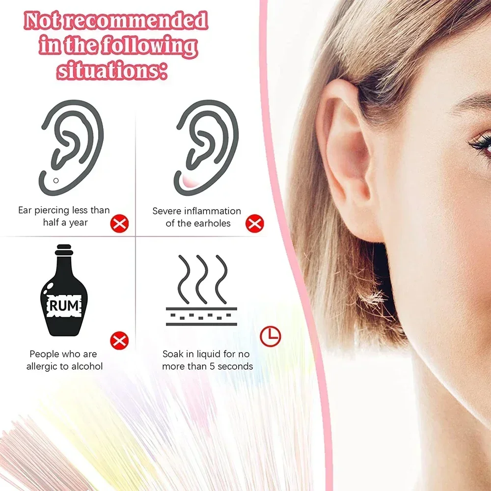 Pierced Ear Cleaning Disposable Piercing Hole Cleaner Line Floss Dirt Remove Anti-Blocking Ear Line Makeup Aftercare Tools 60cs ear hole cleaner