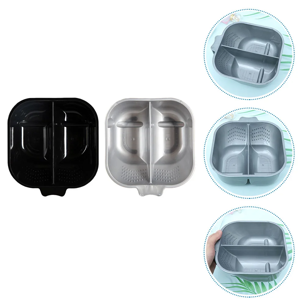 

2 Pcs Dyed Mixing Bowl Double Color Gray Hair Salon Tint Container Dying Abs Lip Gloss Containers
