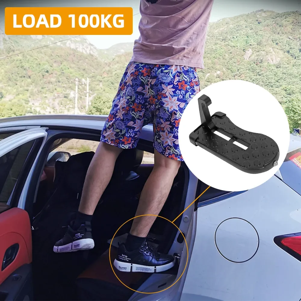 Foldable Car Door Step Hook – Aluminum Alloy Running Board With Window Breaker - View #2