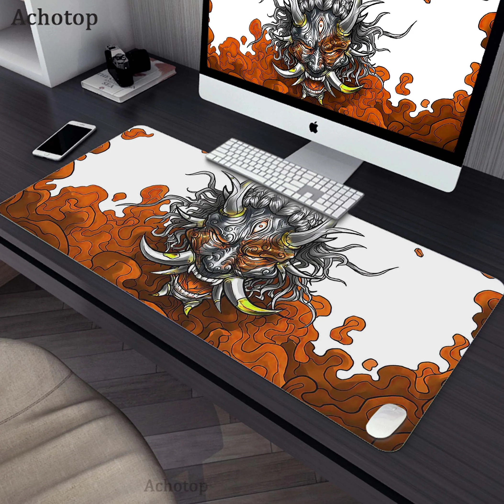 

Gaming Mouse Pad Gamer Mousemat Locking Edge Mouse Mat Desk Pad XXL Mouse Pad Keyboard Mat Pc Ghost Face Pattern Gamer Desk Mat