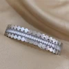 Freetry New Fashion Stainless Steel Layered Inlaid Zirconia Cuff Bangles for Women Oval Wave Geometric Bracelets Party Jewelry 6