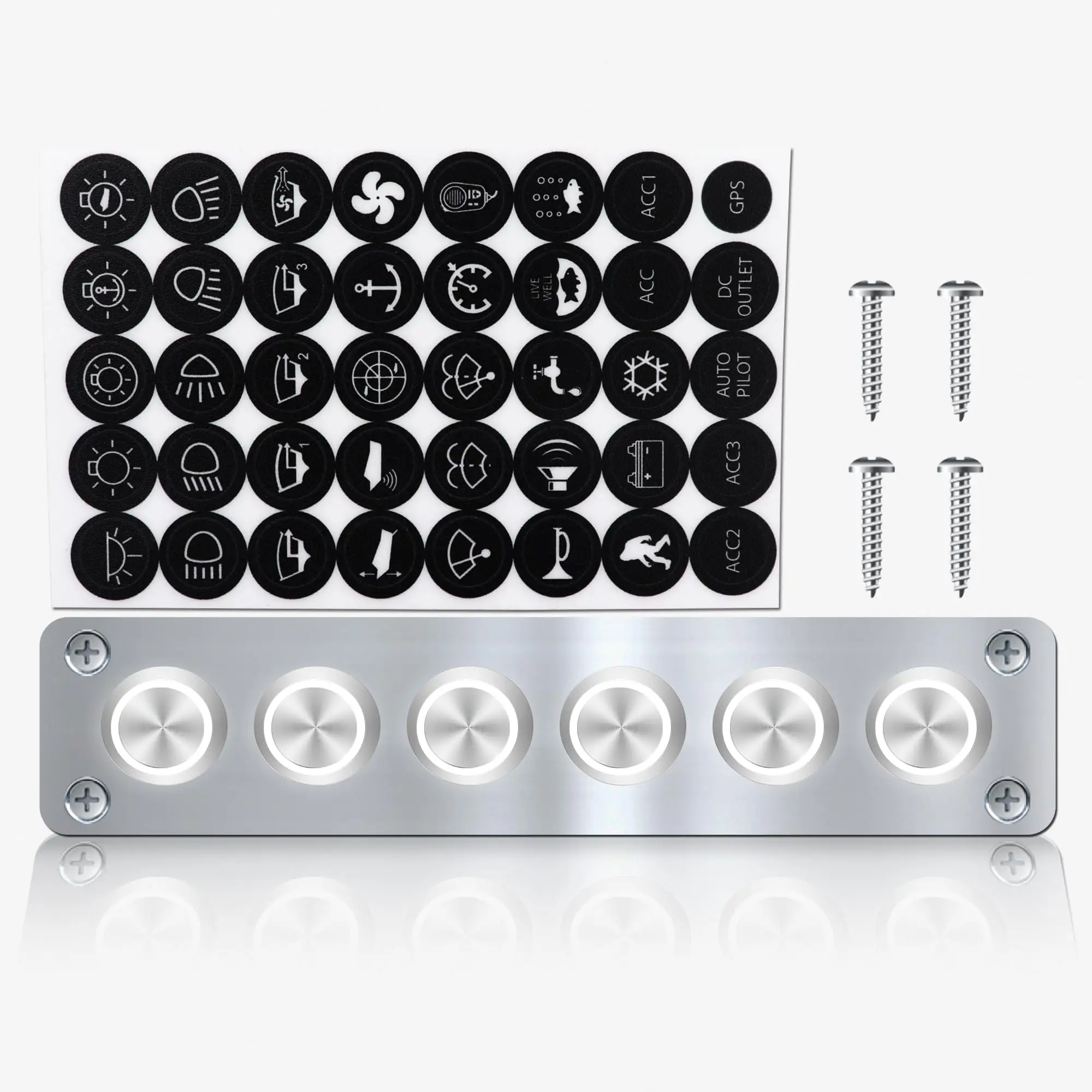 IZTOSS 6ギャング防水ロッカーボートスイッチパネルアメリカンフラッグ柄、5 V/4.8 AデュアルUSB+デジタル電圧計+電源ソケット付5ピンON/OFFトグルスイッチ IZTOSS 4⁄6 ギャングプッシュボタンスイッチパネル酸化防止アルミニウム配線済み LED インジケータ付き IP65 防水パネルマリンカー用 -  AliExpress